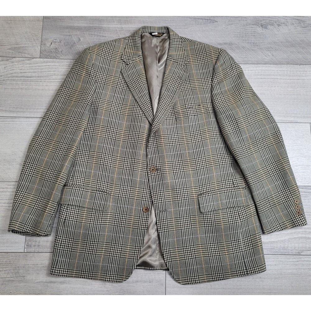 Vintage J. Press Pressidential Sport Coat Mens 46L Glen Plaid Wool Made in USA